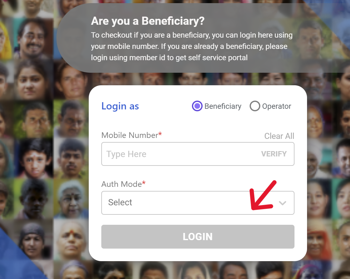 Login On PMJAY Beneficiary Portal